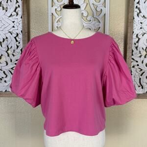 A New Day | Bubble Gum Pink Balloon Sleeve Size Large Blouse